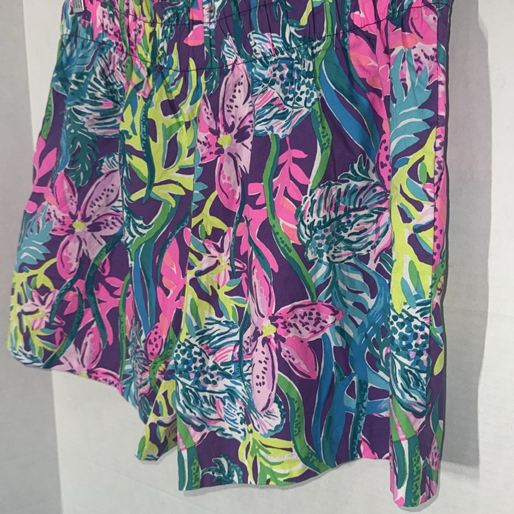 Lilly Pulitzer Floral Party All The Tide 4” Shorts Elastic Waist Pull On XL - Picture 8 of 11